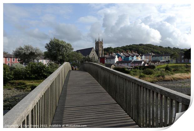 Footbridge over the River Aeron, Aberaeron. Print by Glyn Evans