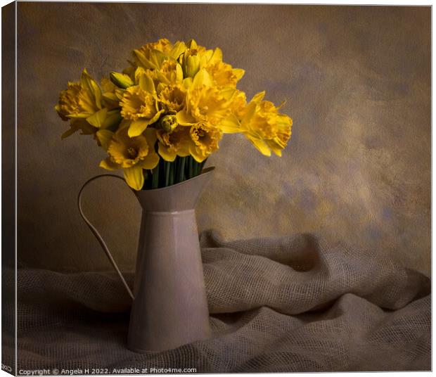 Vase of Daffodils Canvas Print by Angela H