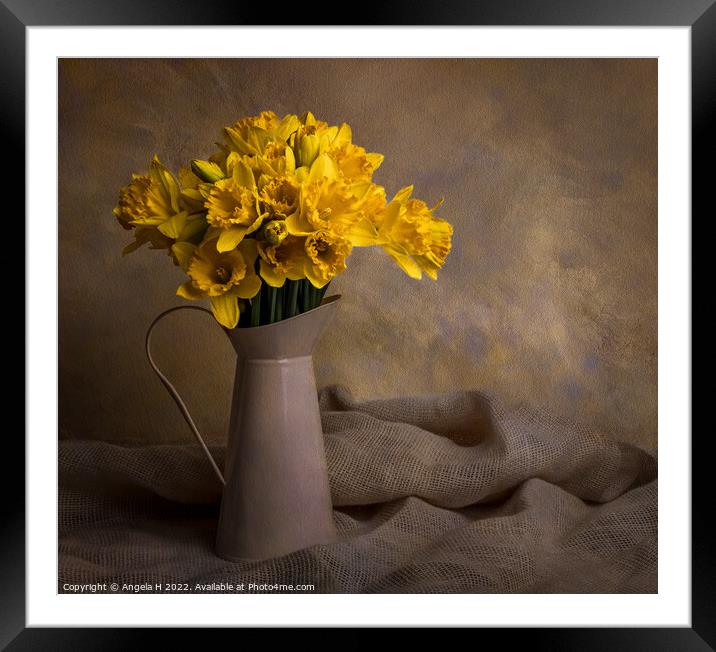 Vase of Daffodils Framed Mounted Print by Angela H