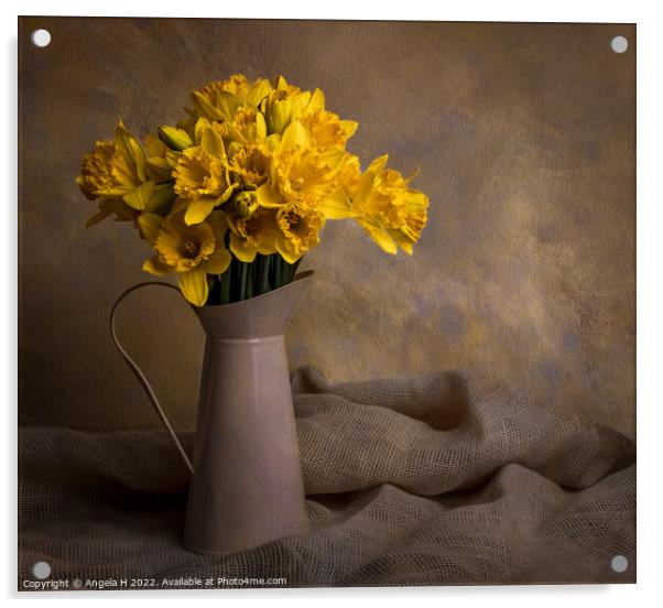 Vase of Daffodils Acrylic by Angela H