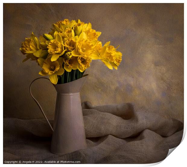 Vase of Daffodils Print by Angela H