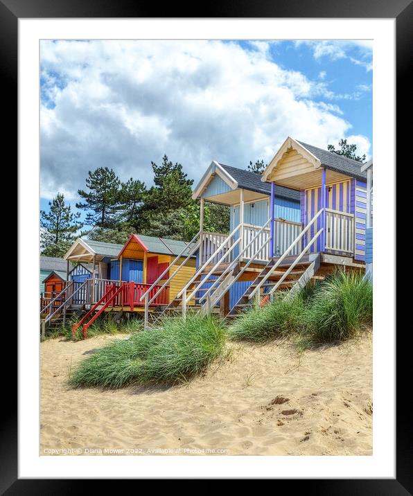 Beach Huts Wells Framed Mounted Print by Diana Mower