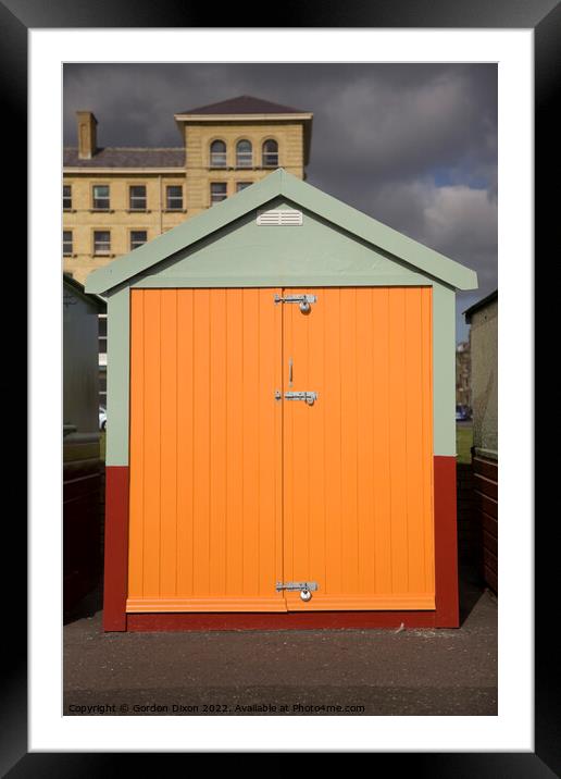 Orange coloured beach hut on the esplanade, Brighton and Hove Framed Mounted Print by Gordon Dixon