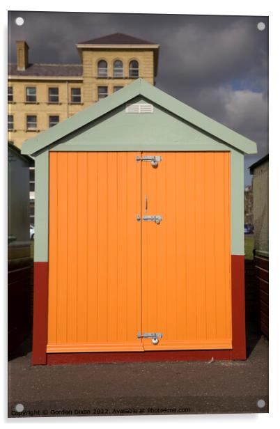 Orange coloured beach hut on the esplanade, Brighton and Hove Acrylic by Gordon Dixon