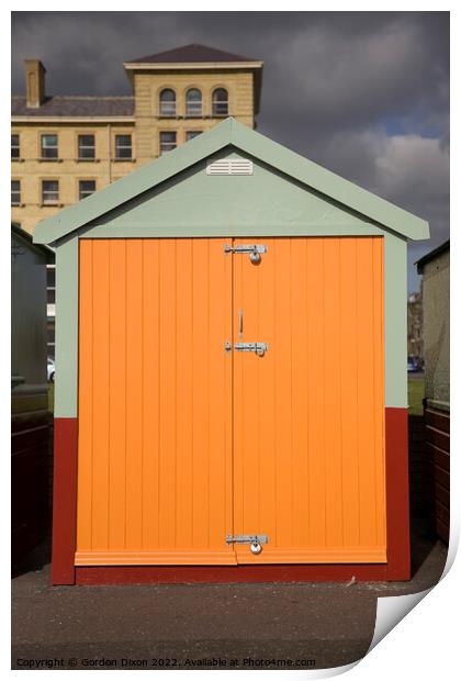 Orange coloured beach hut on the esplanade, Brighton and Hove Print by Gordon Dixon