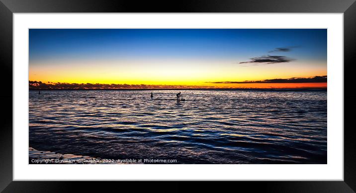 A sunset over a body of water in Mauritius Framed Mounted Print by liam mclaughlin