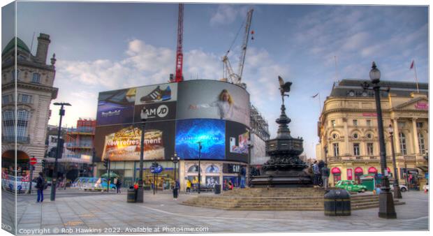 Piccadilly Circus twilight Canvas Print by Rob Hawkins