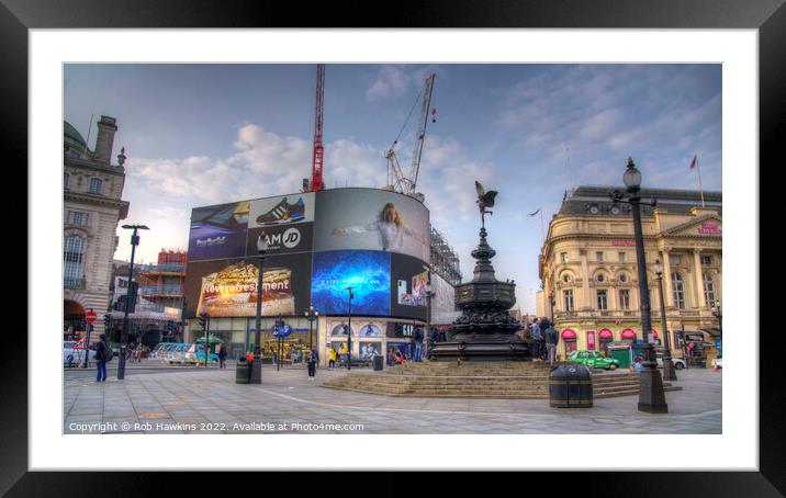 Piccadilly Circus twilight Framed Mounted Print by Rob Hawkins