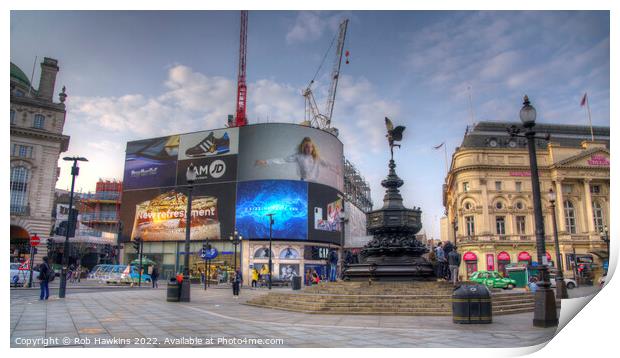 Piccadilly Circus twilight Print by Rob Hawkins