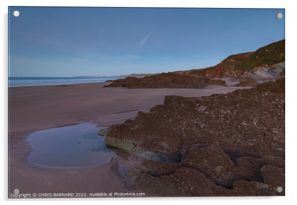Tregantle Beach Cornwall Acrylic by CHRIS BARNARD