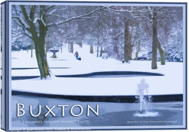Winter in the Gardens, Buxton  Canvas Print by geoff shoults