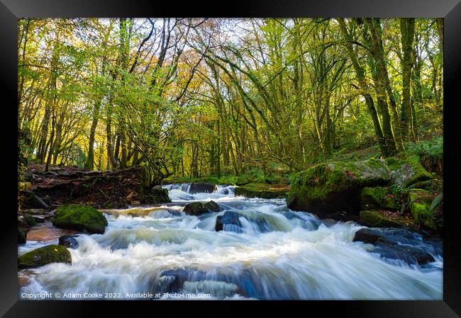 Landscape View of Golitha Falls | Bodmin Moor | Cornwall Framed Print by Adam Cooke