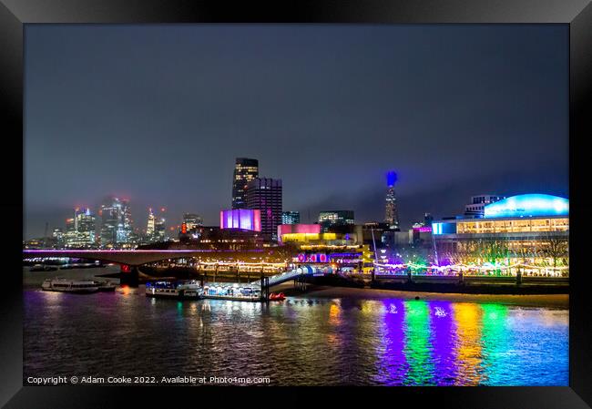 Southbank | London By Night Framed Print by Adam Cooke