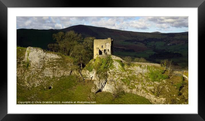 Peveril Castle in light Framed Mounted Print by Chris Drabble