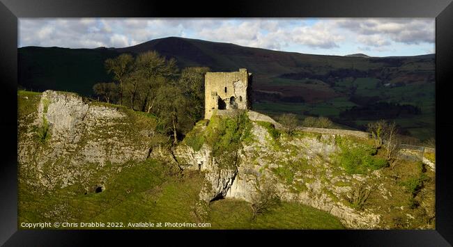 Peveril Castle in light Framed Print by Chris Drabble