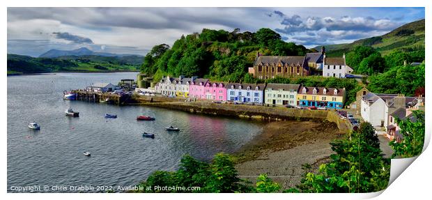 Portree Harbour in sunlight Print by Chris Drabble