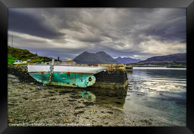 Raasay under heavy clouds Framed Print by Chris Drabble