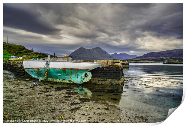Raasay under heavy clouds Print by Chris Drabble