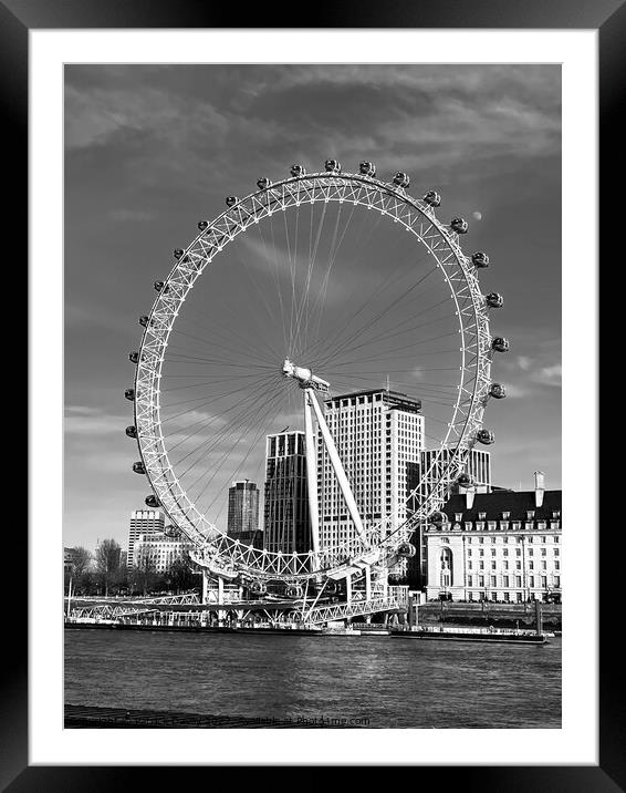 London eye in monochrome Framed Mounted Print by Patrick Davey