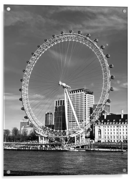 London eye in monochrome Acrylic by Patrick Davey