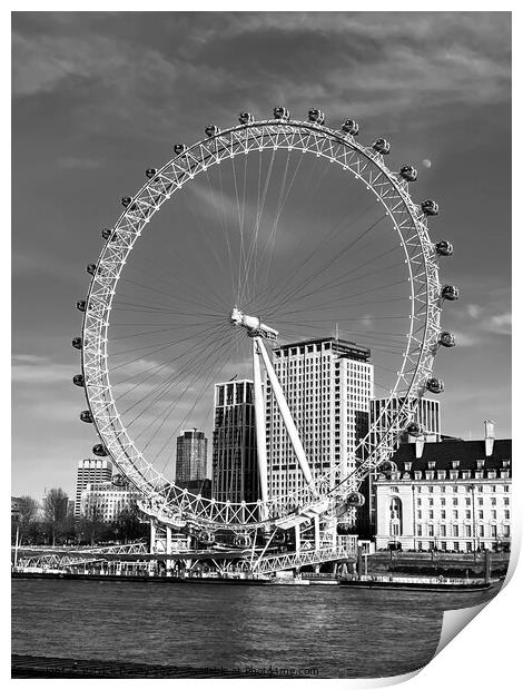 London eye in monochrome Print by Patrick Davey