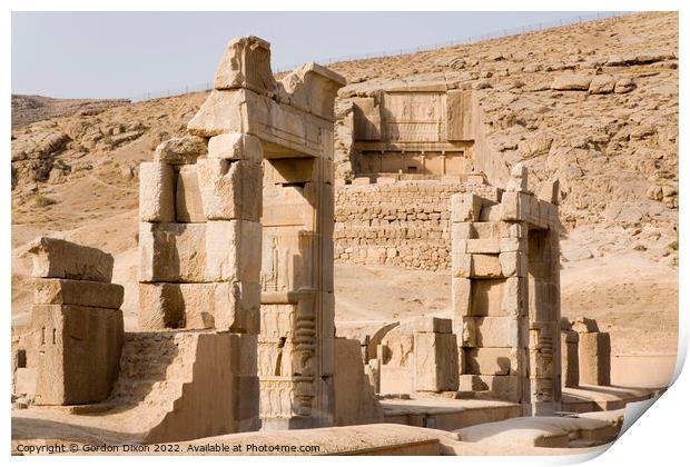 Ruins of the Kings Palace and the tomb of Artaxerxes II at Persepolis, Iran Print by Gordon Dixon