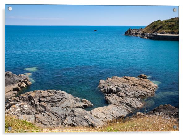 Porthoustock Lizard Peninsula Acrylic by Heidi Stewart