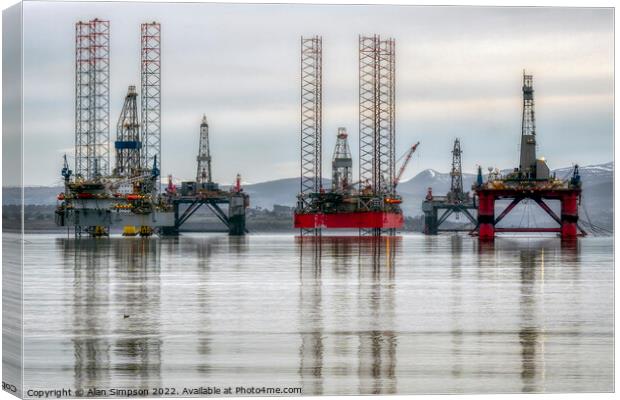 Cromarty Firth Oil Rigs Canvas Print by Alan Simpson