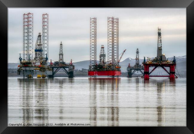 Cromarty Firth Oil Rigs Framed Print by Alan Simpson