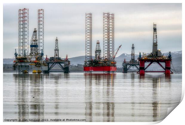 Cromarty Firth Oil Rigs Print by Alan Simpson