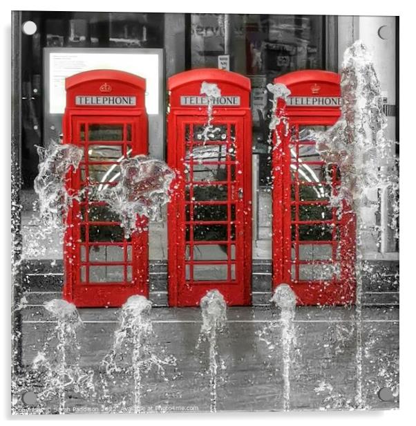 Iconic Red Phone Boxes Acrylic by Sarah Paddison