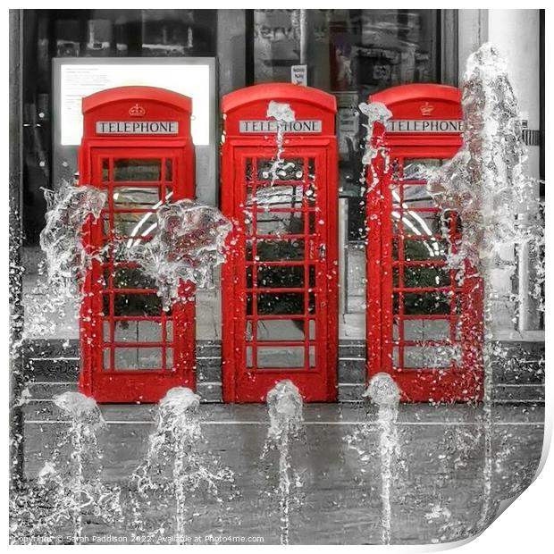 Iconic Red Phone Boxes Print by Sarah Paddison