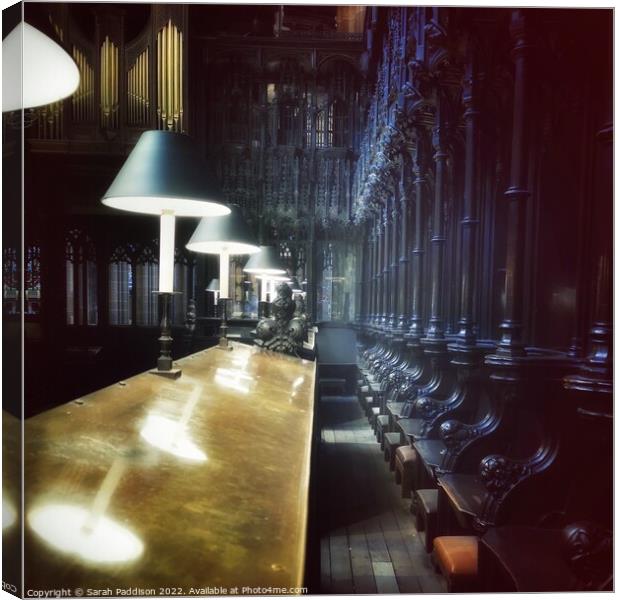 Manchester Cathedral Choir Stalls Canvas Print by Sarah Paddison