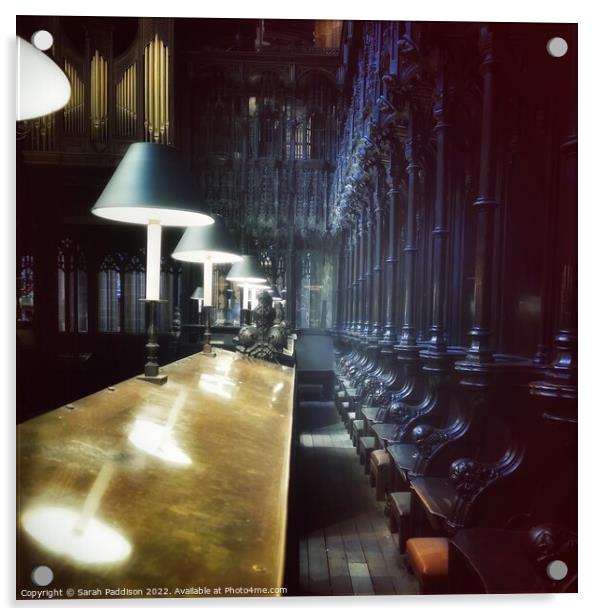 Manchester Cathedral Choir Stalls Acrylic by Sarah Paddison