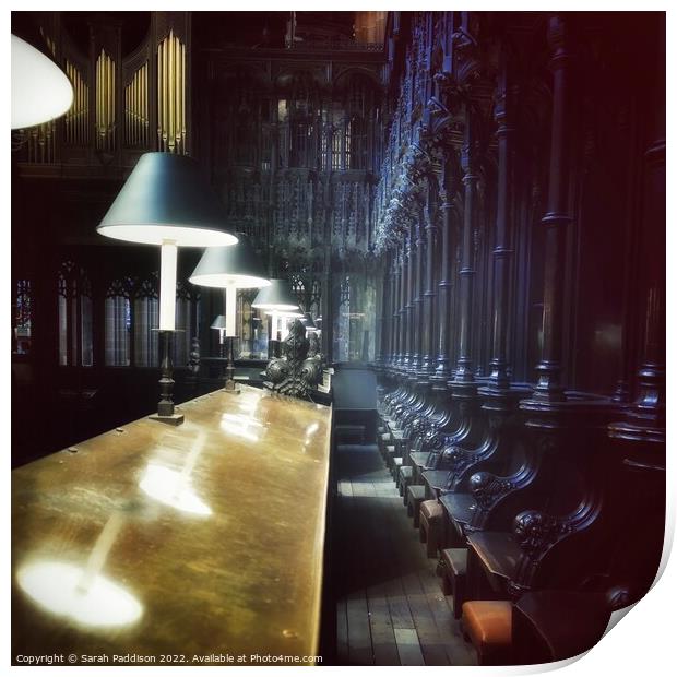 Manchester Cathedral Choir Stalls Print by Sarah Paddison