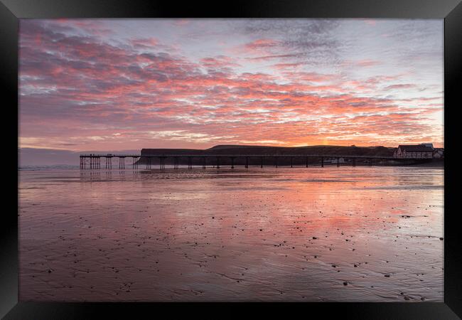 Stunning sunrise on Saltburn Beach Framed Print by Kevin Winter