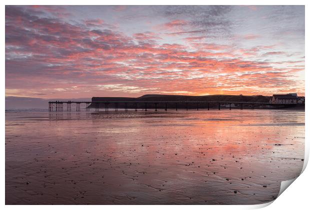 Stunning sunrise on Saltburn Beach Print by Kevin Winter