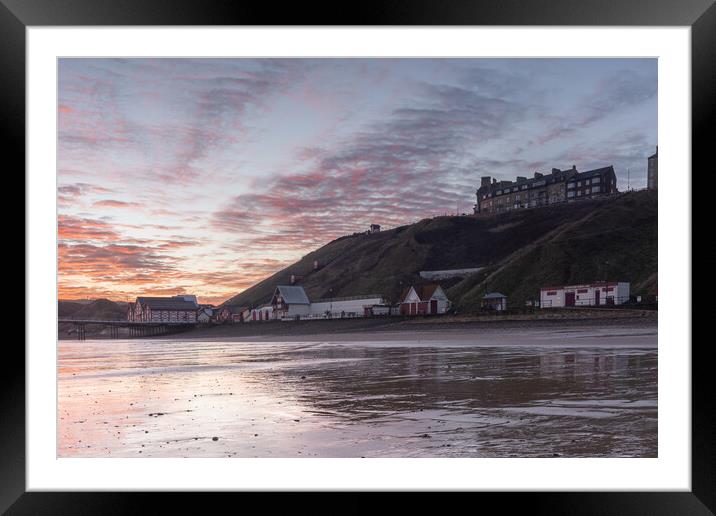 Fiery sunrise over saltburn Framed Mounted Print by Kevin Winter