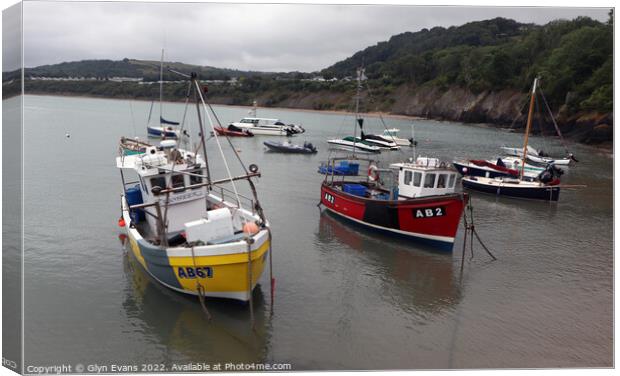 Fishing Boats in New Quay Cardigan Bay Canvas Print by Glyn Evans