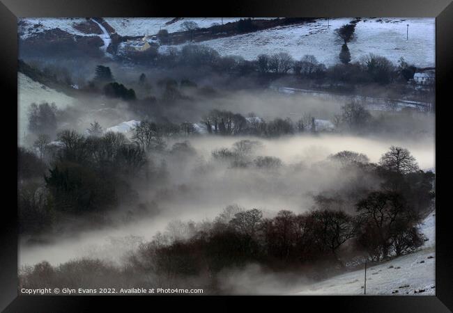 Mist across the Ogmore Valley Framed Print by Glyn Evans