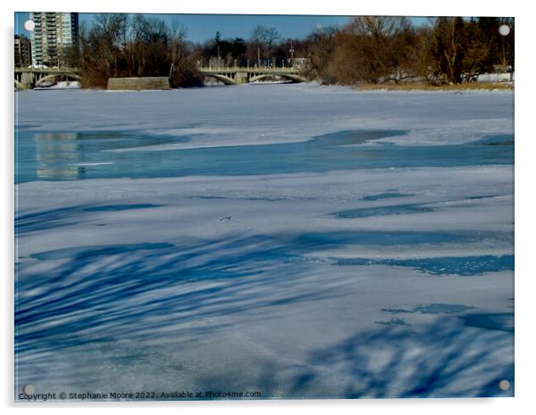 Melting Rideau River, Ottawa, ON Acrylic by Stephanie Moore