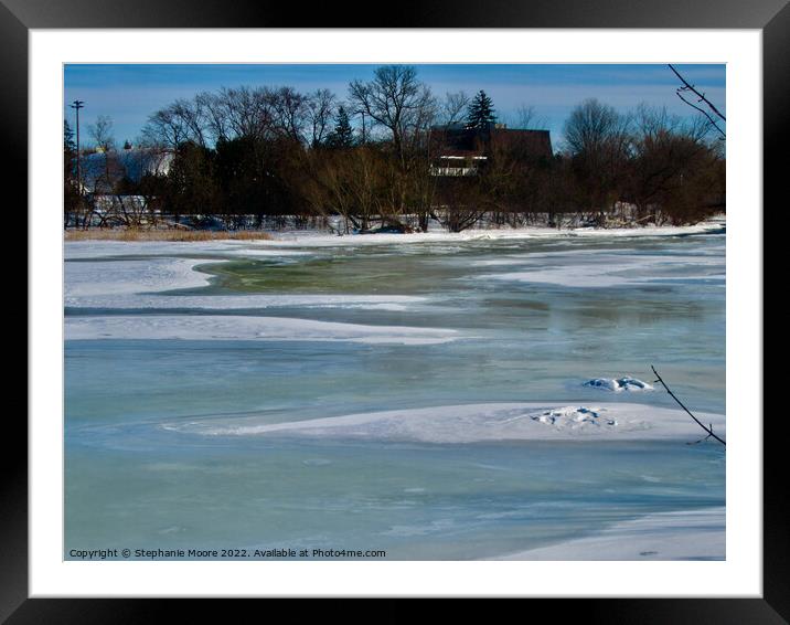 Water on the ice Framed Mounted Print by Stephanie Moore