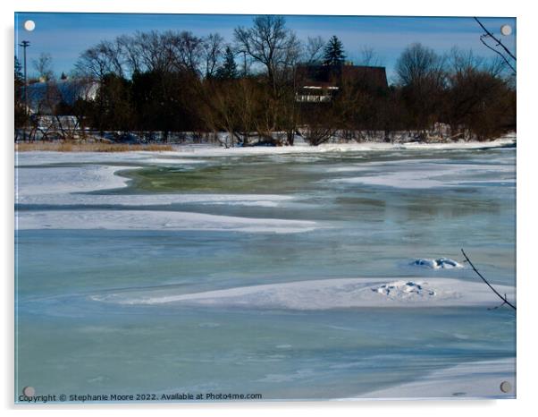 Water on the ice Acrylic by Stephanie Moore