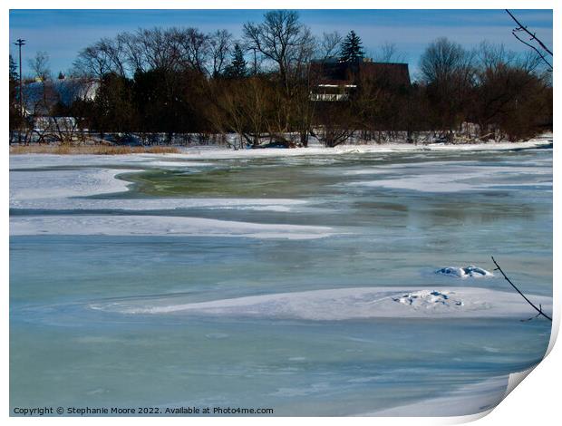 Water on the ice Print by Stephanie Moore