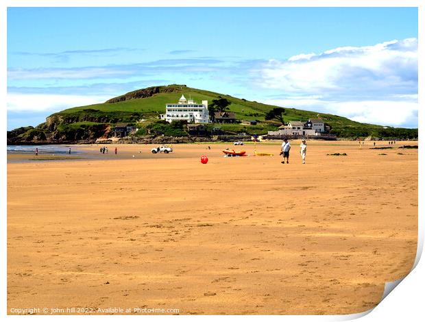 Bigbury-on-sea and Burgh Island, Devon. Print by john hill