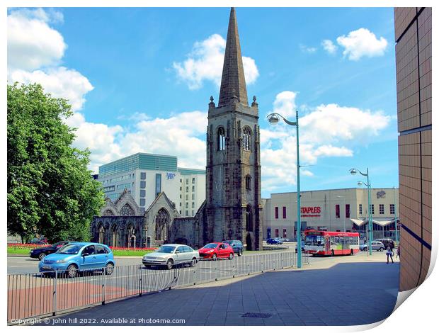 Charles Church, Plymouth Print by john hill