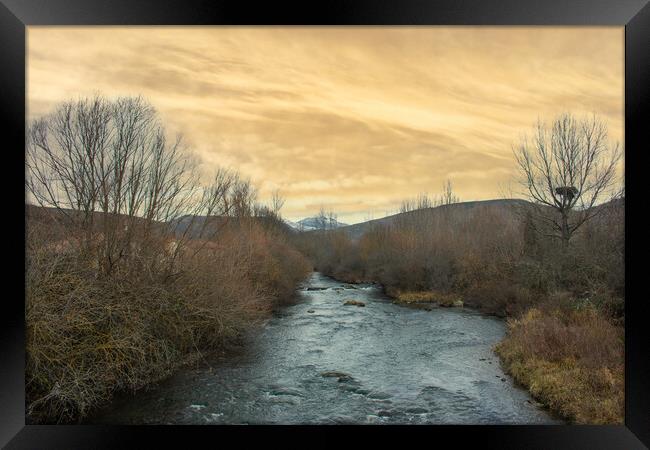 mountain river with vegetation and incredible skies Framed Print by David Galindo