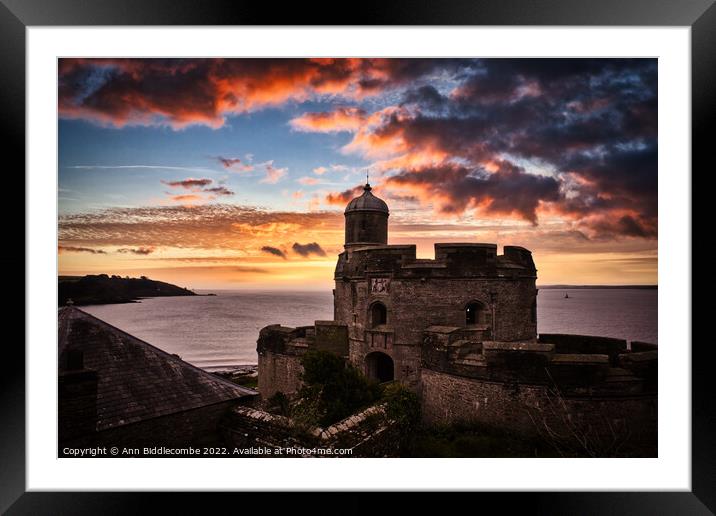 St Mawes Castle guarding the Fal estuary Framed Mounted Print by Ann Biddlecombe