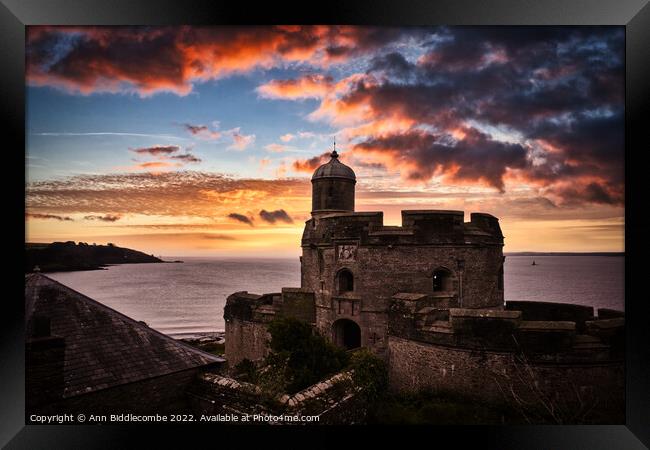 St Mawes Castle guarding the Fal estuary Framed Print by Ann Biddlecombe