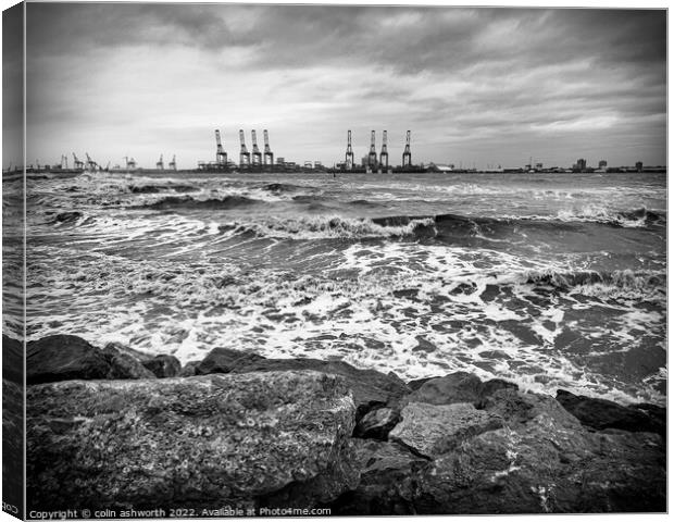 Mersey Docks across the Mersey Canvas Print by colin ashworth